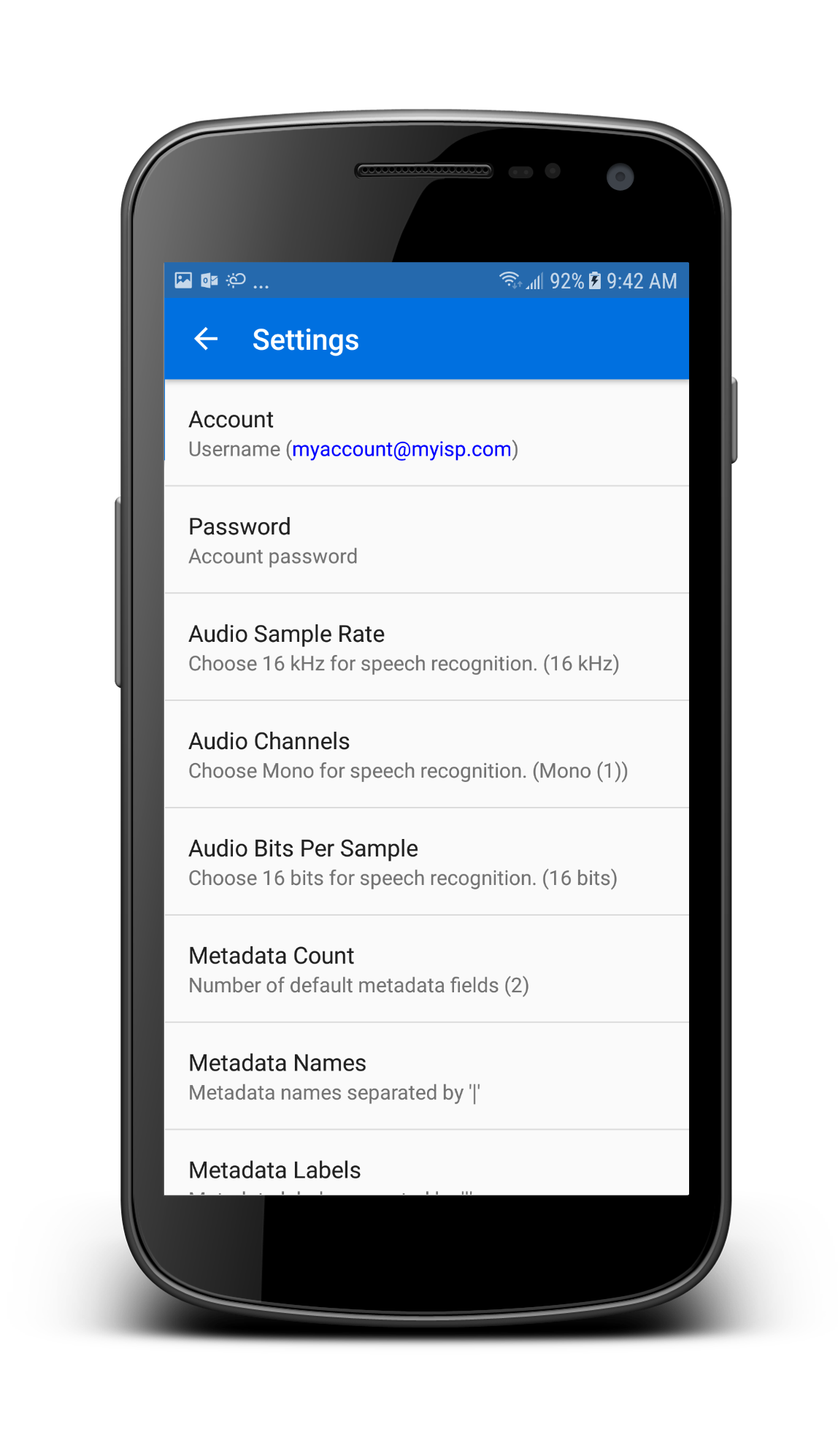 Speech Recorder - Settings